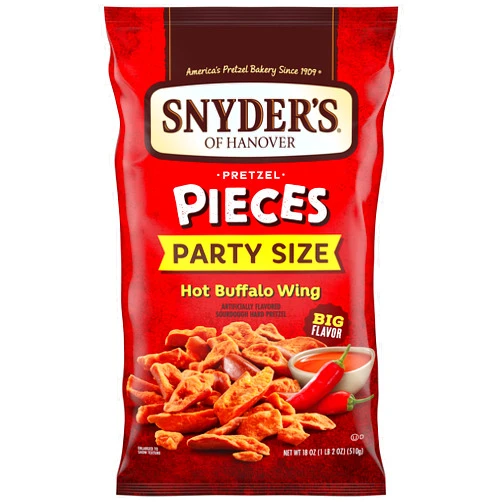 Snyder's of Hanover Pretzel Pieces, Hot Buffalo Wing, Party Size, 18 oz (Pack of 12)