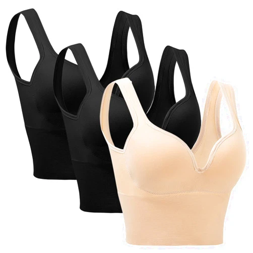 Generic 3 Pieces Womens Sports Bra No Wire Comfort Sleep Bra Plus Size Workout Activity Bras with Non Plus Sized Sports