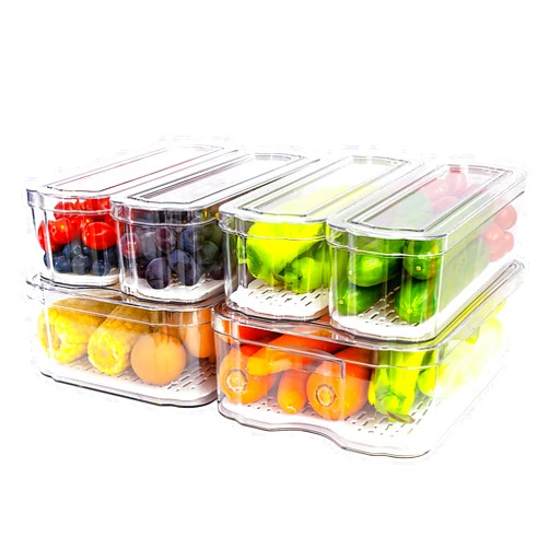 SMRCAD Fridge Organizers and Storage, 6 Pack Clear Freezer Organizer Bins with Lids for Kitchen, Pantry, Refrigerator, Food, Fruit, Vegetable Storage