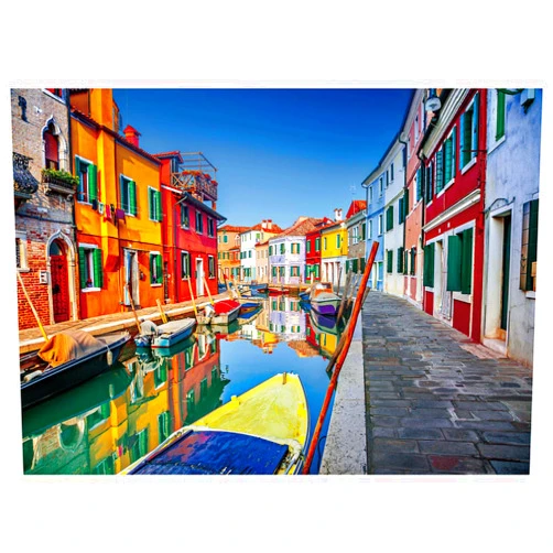 SiTimmGer Jigsaw Puzzles 1000 Pieces for Adults Venice Italy River Canal in Burano Islan Colorful House Educational Challenging Puzzle Fit Together Perfectly Toys 27.6