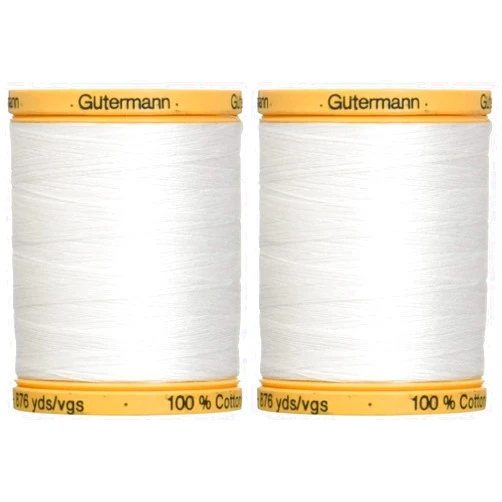 Gutermann 2-Pack - Gutermann Natural Cotton Thread Solids 876 Yards Each - White (800C 5709)