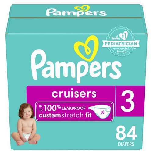 Pampers Cruisers Diapers - Size 3, 84 Count, Disposable Active Baby Diapers with Custom Stretch