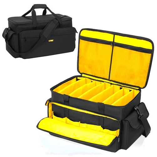 LEFOR·Z DJ Equipment Gig Bag Cable File Organizer Bag with Detachable Dividers and Padded Bottom,Travel Music Bag for Professional DJ Gear,Sound Equipment, Musical Instrument and Accessories