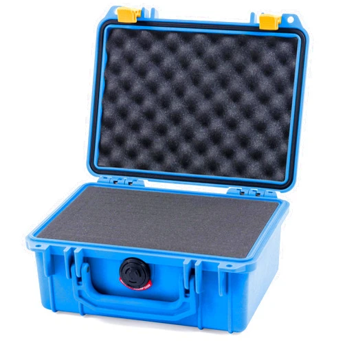 ColorCase Pelican 1150 Case, Blue with Yellow Latches, Pick & Pluck Foam with Convolute Lid Foam