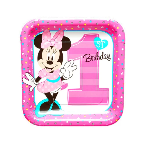 Amscan Disney Minnie Mouse 1st Birthday Lunch Plates | Paper | 8 Pcs