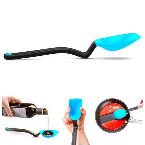 Dreamfarm Supoon | Non-Stick Silicone Sit Up Scraping & Cooking Spoon with Measuring Lines | Dreamfarm Blue