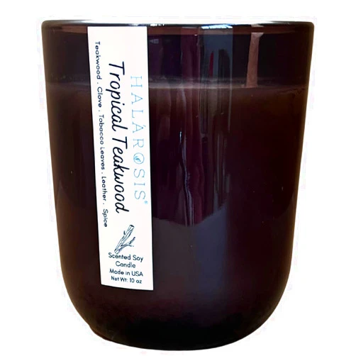 Halarosis Curve Collection - Tropical Teakwood Scented Candle - Room-Filling & Long-Lasting Fragrance - Natural Soy Wax Candles - Premium-Quality & Gift Worthy - Burn Up to 50 Hours - (10 oz)