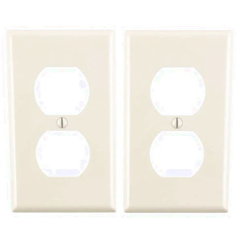 RiteAV Duplex Outlet Wall Plate, Receptacle Outlet Cover, Electric Plug Cover, Standard-sized 1-Gang - Light Almond (2 Pack)