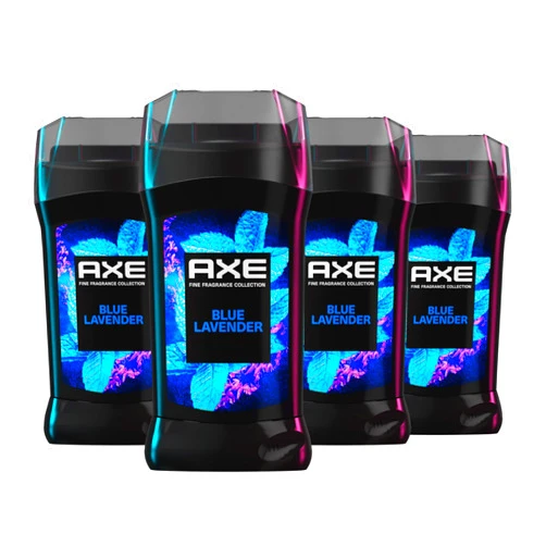AXE Fine Fragrance Collection Deodorant Stick Blue Lavender with Mint + Amber Essential Oils 4 Pack with 72H Freshness Aluminum-Free 3 oz