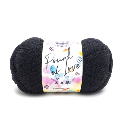 Lion Brand Yarn Pound of Love, Large Value Yarn for Knitting, Crochet, and Crafts, Charcoal, 1 Pack
