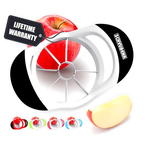SCHVUBENR 3.5 Inch Apple Slicer - Professional Stainless Steel Apple Corer/Cutter - Super Sharp - Apple Corer Tool with 8 Sharp Blades(Black)