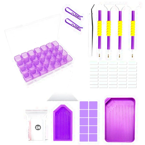KTCLCATF 46PCS DIY Diamond Painting Tools and Accessories Kits Multiple Sizes Painting Pens for Adults to Make Diamond Art Craft Tweezers Glue Diamond Correction 28 Girds Storage Box