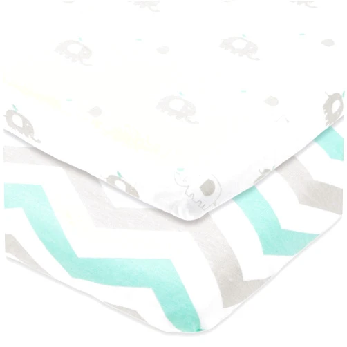 Joey + Joan Travel Crib Fitted Sheets Compatible With Guava Lotus, Baby Bjorn, Dream on Me Travel Crib Light Playard – Fits Perfectly on 24 x 42” Mattress Without Bunching Up – Snuggly Soft Jersey Cotton – 2 Pack