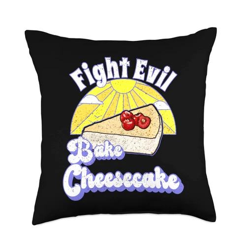 Fight Evil Make Baked Goods Happy Bread Baking Co. Fight Evil Bake Cheesecake Happy Hero Pastry Bread Baker Throw Pillow, 18x18, Multicolor