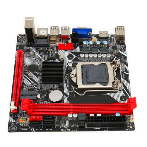 Zyyini Computer Motherboard, B75 MS LGA 1155 ITX Gaming Motherboard for Celeron, i3 i5, DDR3 16GB, NVME M.2, M.2, SATA3.0, VGA, PCI E 16X, USB3.0, USB2.0