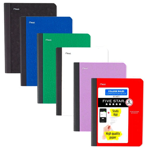 Five Star Composition Notebooks, 6 Pack, College Ruled Paper, 9-3/4