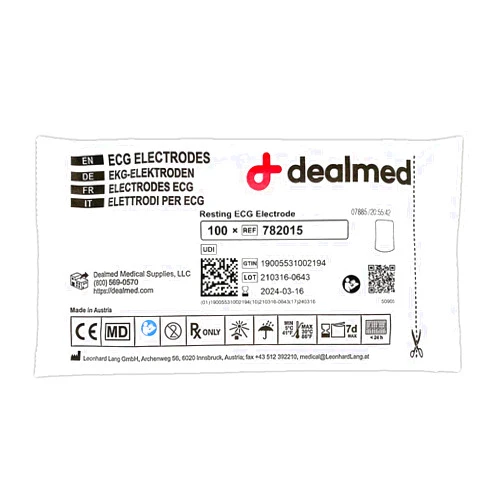 Dealmed Resting ECG Electrodes - Single Use Pads with Self Adhesive Stickers for Electrocardiogram & EKG Heart Monitoring Machines for Hospital, EMS & Medical Screening (1,000 Count)