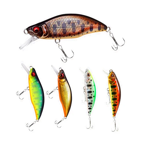 Piserde 5PCS/Box Minnow Sinking Lure Fishing with 3D Eyes Double Hooks,Artificial Hard Bait Swimbaits Bass Fish Crankbaits Fishing Bionic Lure Fishing Tackle