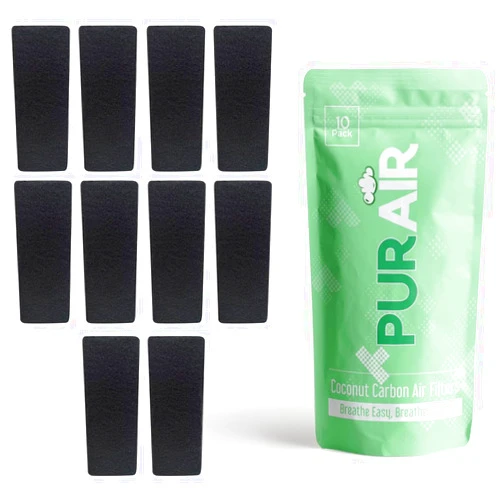 PurAir Ceiling Fan Filters | Ceiling Fan Filters for Blades | Activated Coconut Carbon | 10-Pack (10) | Enhanced Air Quality, Odor Elimination | Universal Fit | Unscented Blade Filters for Home Use