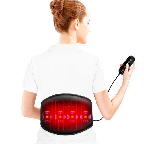 Snailax Heating Pad for Back Pain, Vibration Massage Belt with Adjustable Strap&3 Vibration Modes,3 Heat Setting&3 Timer Settings,Belly Wrap Belt for Cramps,Heating Pad for Women,Men(Black)