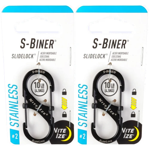 Nite Ize Slidelock Steel S-Biner #2 Black Nite Ize Lsb2-01-R3