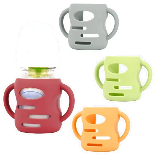 HUAKENER 4 Pack Silicone Sleeves with Handles for Dr Brown Baby Bottles, Anti Breakage Baby Bottles Holder, Compatible Dr Brown Wide-Neck Baby Bottles 5 oz