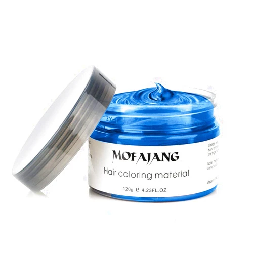 Acosexy Temporary Blue Hair Wax, YHMWAX 4.23oz Instant Hairstyle Mud Cream, Natural Hair Coloring Wax Material Disposable Hair Styling Dye Ash for Cosplay,Party,Masquerade, Halloween.etc (Blue)