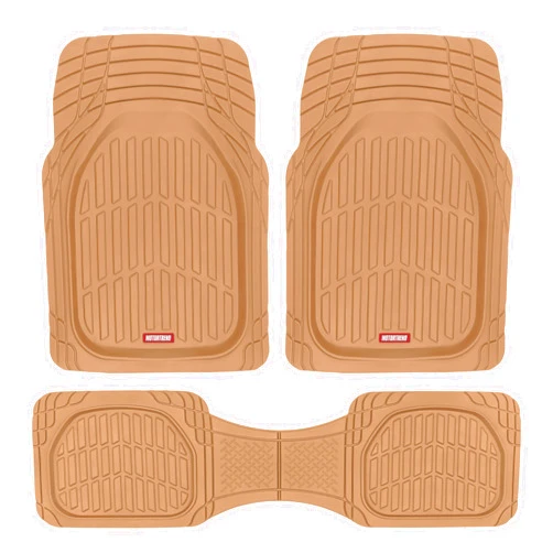 Motor Trend FlexTough Floor Mats for Cars, Beige Deep Dish All-Weather Mats, Waterproof Trim-To Fit Automotive Floor Mats for Cars Trucks SUV, Universal Floor Liner Car Accessories