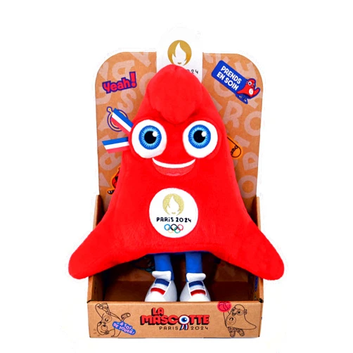 Doudou et Compagnie - JO PARIS 2024 Official Mascot Phryge Soft Toy 25 cm - Plush Toy of the Olympic and Paralympic Games - in Display Box - Red Phrygian Hat Shape - 25 cm - JO2497