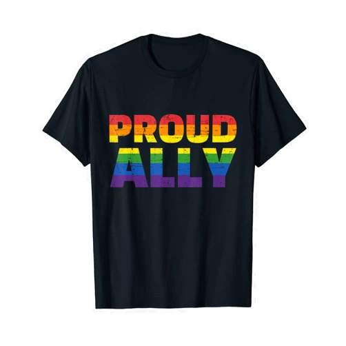 Proud ally pride store Proud ally with rainbow flag for LGBT pride month T-Shirt