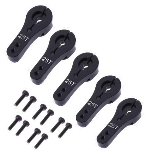 Share Goo 5 Pack ShareGoo 25T Aluminum Servo Horns M3 Threads Metal Steering Arm for RC Car Truck Buggy Airplane-Black