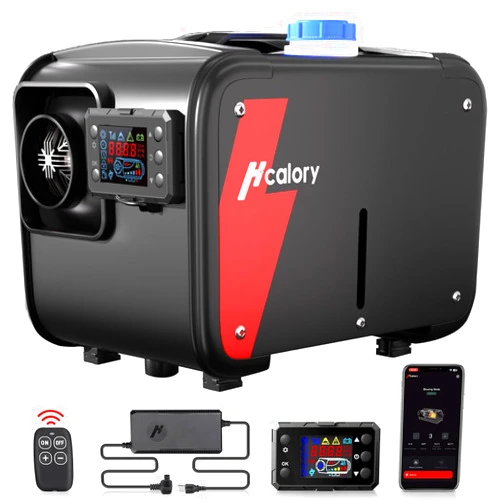 HCALORY 5KW Diesel Heater with Adapter, 12V Diesel Air Heater All-in-one with Bluetooth Control and Smart APP, 110V AC & 12V 24V DC Portable Parking Diesel Heaters for Car, Truck, Boat, RV, Campers