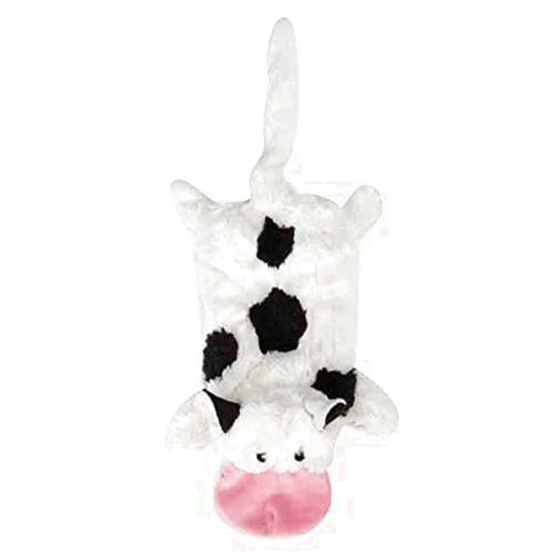 Grriggles & Zanies Stuffing Free Dog Toys No Mess Animal Barnyard Toy Friends Unstuffies Sets Too (Small - 15.5 Inches Cow)