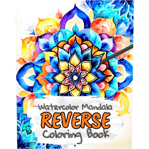 KaS Design Watercolor Mandala Reverse Coloring Book for Kids, Teens and Adults: Draw The Lines and Stay Calm, 40 Watercolor Patterns