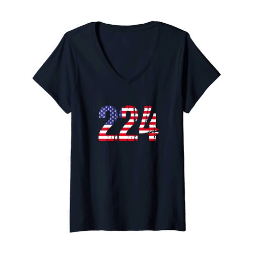 Illinois Pride Gifts & more Womens 224 Illinois Area Code V-Neck T-Shirt
