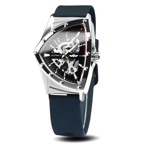 Caluxe Men's Military Skeleton Automatic Mechanical Wrist Watch for Men Triangle Wristwatch