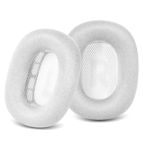 GEVO Upgraded Ear Cushions Replacement Earpads for Apple AirPods Max Headphones, Mesh Fabric Ear Pads Cover with Memory Foam and Magnet for AirPods Max (White)