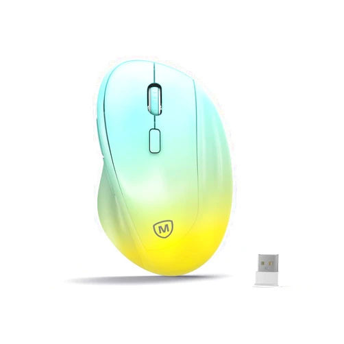 MICROPACK Digitally Yours Ergonomic Wireless Mouse with USB Receiver for PC Computer, Laptop and Desktop, Ergo Mouse Vertical with Silent Clicks Long Battery Life, Up to 1600 DPI & 1 AA Battery Powered, YellowBlue