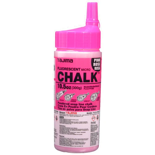 TAJIMA Micro Chalk - Fluorescent Pink 10.5 oz (300g) Ultra-Fine Snap-Line Chalk with Durable Bottle & Easy-Fill Nozzle - PLC2-FP300