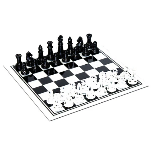 WE Games Black and Clear Glass Chess Set