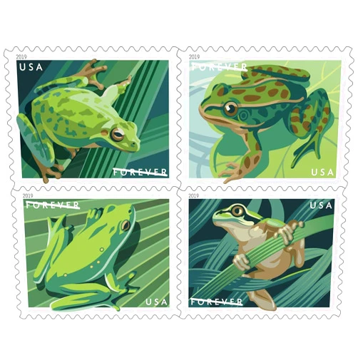 United States Postal Service Frogs (Booklet of 20) First-Class Mail Forever Postage Stamps 2019 Scott 5395-5398