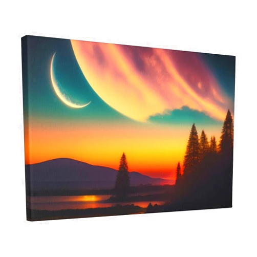 Zkuakrae Canvas Wall Artmoon And Aurora Art Prints Wall Art Frameless Decorative Painting 12x18in Wall Pictures Decor Bedroom Living Room Bathroom Wall Decor