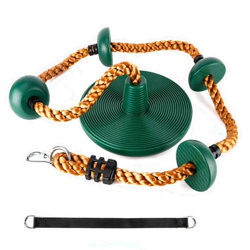 MAHOOMMAKH Rope Swing for Tree, Climbing Rope with Platforms - Rope Swing Seat for Treehouse and Outdoor Playground Accessories with w/Carabiner and 4 Foot Strap
