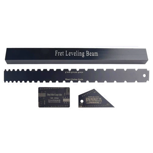 AirheadStorm 4 Pieces Luthier Tools Guitar Neck Notched Straight Edge String Action Gauge Ruler Fret Rocker for Guitar and Bass Setup Tool Set Stainless Steel