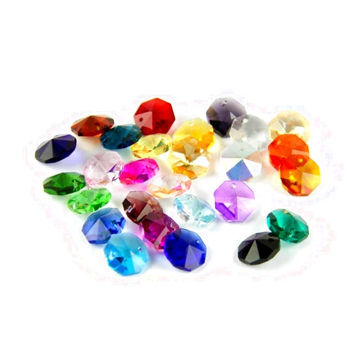 Banlardk Chandelier Crytal 100pcs/lot 14mm Mixed Color Crystal Prism Octagon Beads In One Hole For Wedding Garland Strand Beads