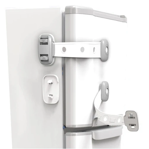 SEQUHITKU Fridge Locks,Refrigerator Door Lock,Child Proof Safety Cabinet Lock with Strong 3M Adhesives,Fridge Locks for Kids,Adjustable Strap Multi-Purpose for Cabinet,Drawers,Freezer,Oven (2 Count (Pack of 1))