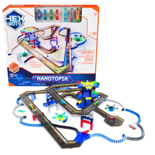 HEX BOTS Nanotopia, Sensory Toys for Kids & Cats with Over 130 Pieces & 7 Nano Bots, Toy Playsets & Mini Robot Toy for Kids Ages 3 & Up, Batteries Included