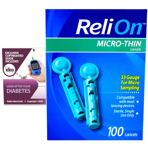 Idea Shop USA ReliOn Micro-Thin Lancets, 100 Ct, 33 Gauge for Micro Sampling Bundle with Exclusive 