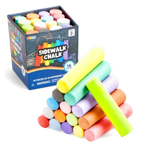 JOYIN 16 PCS Sidewalk Chalks Set Non-Toxic Washable Jumbo Chalk Bulk for Toddlers 1-3, Painting on Chalkboard, Driveway and Playground, Outdoor Activities, Gift for Kids, School Supplies