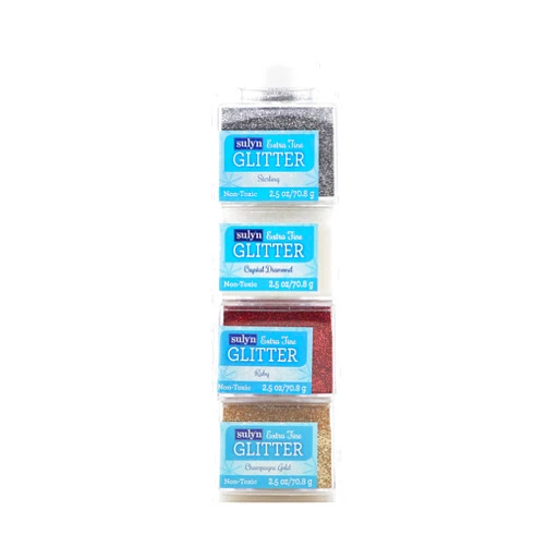 Sulyn Extra Fine Craft Glitter Bundle, Ultra Fine Gold, Red, White, & Silver Glitter Powder, 4 Pack